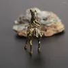 Decorative Figurines Pure Brass War Horse Figurine Keychain Miniature Animal Statue Tea Pet Ornament