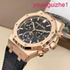 AP Kvinnlig handledsklocka Royal Oak Series 26240or Rose Gold Black Belt Mens Fashion Leisure Business Sports Back Transparent Mechanical Watch