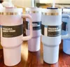 DHL bereit, 40 Unzen Tassen Becher mit Griffe isolierte Becher Deckel Stroh Edelstahl Kaffee Termos Tasse Volk 1005 zu versenden
