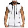 Men tanktops bodybuilding mouwloze hoodie tops silm fit cooded vest sport casual vesten tracksuit 240407