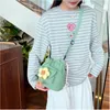 2024 Canvas Crossbody Bag Korean Edition Instagram Fashion Drawstring Bucket Bag Girl Flower Cute Shoulder Bag 240422