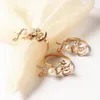 Table Napkin 2Pcs Valentines Day Love Metal Rings Luxury For Rhinestone Pearl Beaded Serviette Buckle Holder Wedding Drop