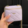 Portable Designer Mini Women Cosmetic Case Square Sugar Brand Charm Makeup Bag Double Hardware Matalasse Chain Lipstick Bag Luxury Shoulder Handbag 10x9cm