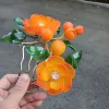 Schmuck Lalavara handgefertigtes Sonnenuntergang Peony Kanzashi für Frauen Herbst Hochzeit Braut Kopfbedeckung