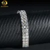 Hip Hop Rapper D Color VVS Diamond Sier Gold plaqué 10 mm deux rangées Bracelet de chaîne de tennis Moisanite