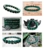 Strands per perle sciolte per distanziatore rotondo in malachite in pietra naturale per bracciale, gioielli collana che producono filo 15 "6 mm 8 mm 10 mm 11 mm selezionabile