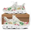 Sapatos casuais cywgift chrismas snowman design feminino apartamentos grossos tênis de fundo de malha de malha de malha leve primavera esporte