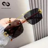 Óculos de sol sem borda de madeira de madeira masculina metal de metal de metal duplo vidros de feixe duplo umidade à prova de umidade e resistência à UV