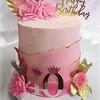 Party Supplies Acrylic Gold 0-9 Number Cake Topper Adult Kids Birthday Decoration Wedding Anniversary Digital Side Decor