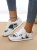 Casual Shoes Sports For Women Thick Sole Leopard Pattern Lace Up Sneaker Large Size Low Top Running Zapatillas