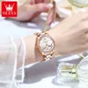 OLEVS Original Relógio automático de pulso para mulheres elegantes Diamonddial Ceramics Strap Mechanical Watch Set 240419