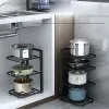 Organization Adjustable Pot Rack Organizer Cabinet Storage Kitchen Organizer Pot Lid Rack Cookware Holders Home Storage Kitchen Accessories