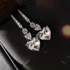 Choucong varumärke bröllop smycken set lyx fantastisk hjärta form vit topas cz diamant ädelstenar evighet dingle örhänge kvinnor clav286e