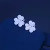 Designer Brand Fashion S925 Sterling Silver Van Three Leaf Lucky Grass Earrings For Womens Fashion Light Luxury Small and Elegant Jewelry