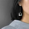 Pendientes CAT INATURA EN CASA 925 STERLING SIGER AZUL AMAZONITE PLATE PARA GEOMÉTRICA PEENES GEOMÉTRICOS PARA MUJERES Regalos de joyería de moda