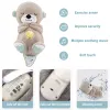 Giocattoli che respirano otter peluche giocattolo pet gatto pisolino sensoriale con luce e suono neonato regalo bambino bambola musicale per il sonno rilassante