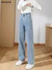 Jeans femminili donne semplici donne in stile europeo retrò gamba larga gamba sciolta alla caviglia della caviglia primavera estate harajuku streetwear strendy denim