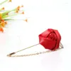 Brosches män kvinnor rose blommor blad mode brosch stift blazer kostym lapel bröllop fest boutonner charm smycken kläder tillbehör