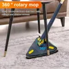 Telescopic Triangle Mop with Scraper Adjustable Squeeze Wet and Dry Use Water Absorption 360° Rotatable Cleaning Floor Tool 240422