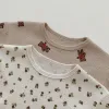 Camisetas outono novo bebê molho waffle meninos base blusas infantil garotas urso camisetas de meninas florais roupas