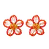 Stullo Vendi Orecchini a fiori di perline di riso tessuto fai -da -te in stile retrò europeo di gioielli di moda in stile carino196s