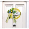 Dekoracyjne kwiaty sztuczne wiosenne wieniec z powitaniem do dekoracji wewnętrznych i zewnętrznych Bowknot Front Door Koło
