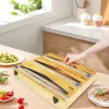 Organizzazione BAMBOO COLLE COLLO COLLO CAMBINO FOLLO E Organizzatore di involucro di plastica con distributore di taglienti Organizzazione e conservazione della cucina