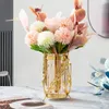 Vases Decoration Golden Vase Table Hydroponic Home Room Flower Dining Container High-end Electroplating Arrangement Glass