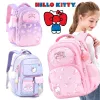 Сумки Sanrios School Back Cartoon Ctraveberry Kitty Cat Backpack Бремя облегчения защиты от позвоночника Анти потерянные пакеты