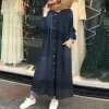 Vêtements Nouveaux chemisiers à carreaux vintage musulmans d'été pour femmes simples coton Linage long