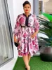 Casual Dresses 2024 Spring Chiffon For Women Wedding Party Evening Gown African Dashiki Print Midi Robe Ladies Clothes Vestido Feminino