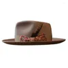 Bérets Fashion Fedoras Hat pour femmes homme avec ceinture bowknot panamas magiciens en laine Top Roleplay Costume Up Up