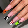 Faux Nails Halloween Thème fantômes artificiels imperméables réutilisables avec fichier pour filles robes de robe correspondant