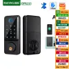 Kontrola Raykube A1 TT Zamknięcie/Tuya Wi -Fi Auto -odcisk palca Deadbolt Smart Door Lock Digital Blokada z czujnikiem drzwi Hasło/IC Karta/aplikacja/klucz