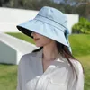 Wide Brim Hats Summer Hat Women's Versatile Bow Fisherman Black Glue Sunscreen Sunshade Folding Sun Tide