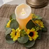 Kerzenhalter Sonnenblumenkranz Eukalyptus Ring Set für Home Wedding Party Tisch