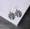 Orecchini vintage 100% 925 Orecchini a forma di pavone d'argento per donne gioielli bohémien Turquois tibetani che penzolano regalo per ragazza