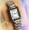 Square quartz watch 28mm shiny starry cool simple women tank series tank-must-design solid fine stainless steel rose gold silver color cute Lady wristwatch gifts