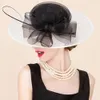 FS zwart -wit patchwork fascinator hoeden voor bruiloftskerk Sinamay met bowknot hoed Fedora Tea Party 240401