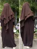 Vêtements Eid Femmes musulmanes Abaya 2 couches de long khimar avec robe 2 pièces Set Prayer Abayas Hijab Couverture complète Robe Ramadan Djellaba