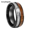 Rings 8mm gouden kleur wolfraamcarbide trouwring Witte meteoriet/koa hout inlay mannen dames mode liefhebbers ring koepel gepolijst comfort