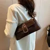 2023 Nuevo retro Mujeres Beige Brown Axila Bolsas Bolsos de Lady Casual Lady STE Patrón Bolsos de hombro Femenino Bolsas de axilas elegantes 00if#