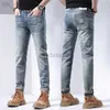 Men's Jeans designer Embroidered High end Men's Jeans Spring/Summer New Casual Slim Fit Small Straight Elastic Pants Thin Style