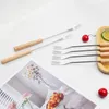 Dinnerware Sets 12 Pcs Tools Chocolate Fondue Fork Cheese Forks Kitchen Supplies Sticks Wood Handle Household Grill