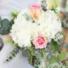 Fiorini di seta a vegetazione floreale in finta teste di seta di seta piena di fiori di ortensia artificiale per la casa per la casa per la casa di nozze 10 pezzi T240422