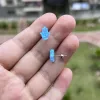 Boucles d'oreilles (1 paire) Nouveau!Bleu clair synthétique OP06 OPAL HAMSA / Hand 8 * 10 mm avec 925 boucles d'oreille en argent pour fille Boucles d'oreilles bijoux Gift