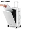 Gepäck KLQDZMS 18 "20" 24 -Zoll -Koffer Neue Frontopening Multifunktionelle Trolley -Hülle Aluminiumrahmen Rolling Gepäck Gepäck