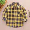 T-Shirts Boys Shirt für Kinder 2021 neue Modes Boys Plaid-Hemden Baumwolle Langarm England School Trend Kinder Kleidung für 312 Jahre