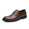 Casual Shoes Mens Dress Oxfords Business Office Pointed Black Brown Lace-Up Men's Formal Wedding Luxury British Gents