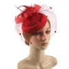 Berets Women Veil headwear Feather Top Hat Wool Wool Felt Performance Cocktail Party Party Wedding Fashion Hair Clip Accessories